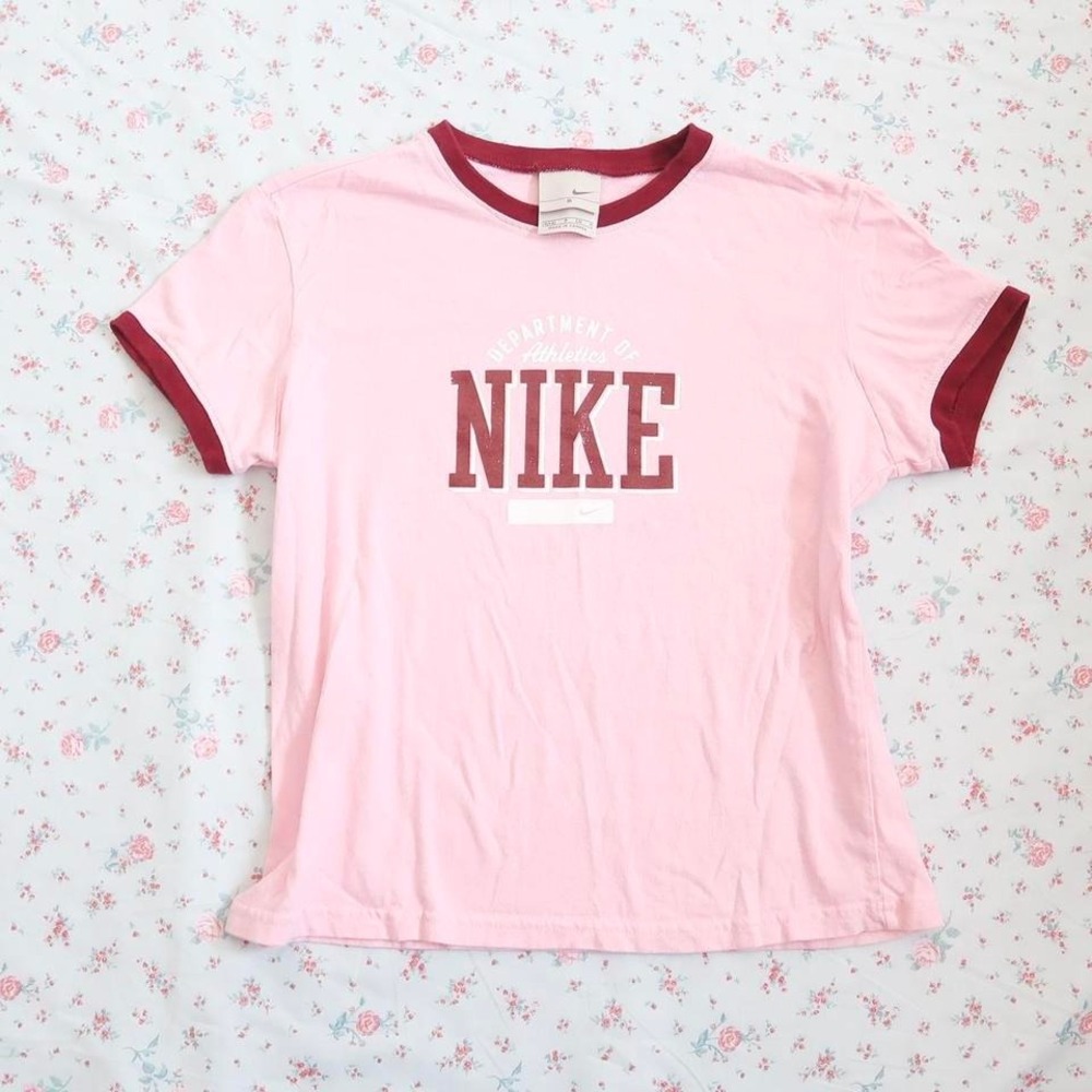 rare vintage nike pink ringer tee y2k graphic t shirt sportswear